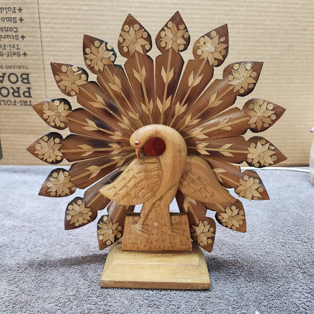 Vintage Wooden peacock bamboo natural decor X